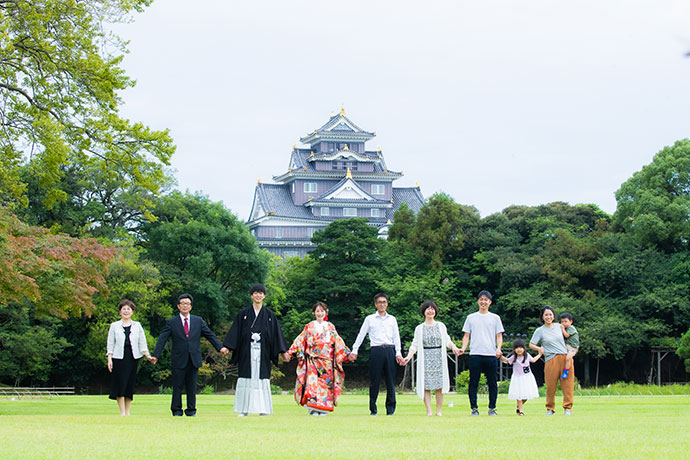 岡山後楽園で家族勢揃い